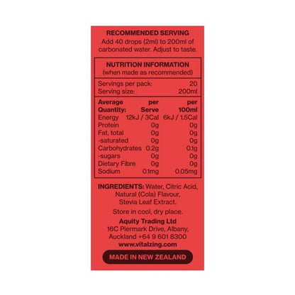 Vital Zing Soda Drops Cola Flavour Nutrition Information