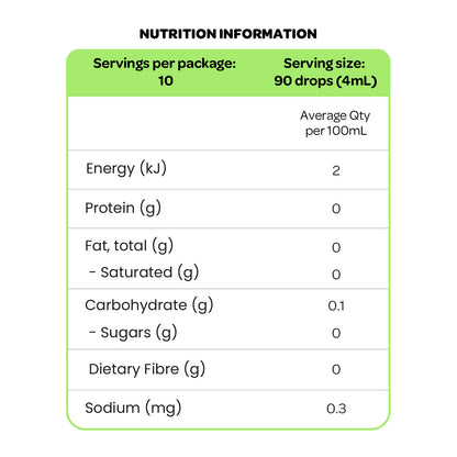 Vital Zing Unwind Drops 40ml Nutrition Information