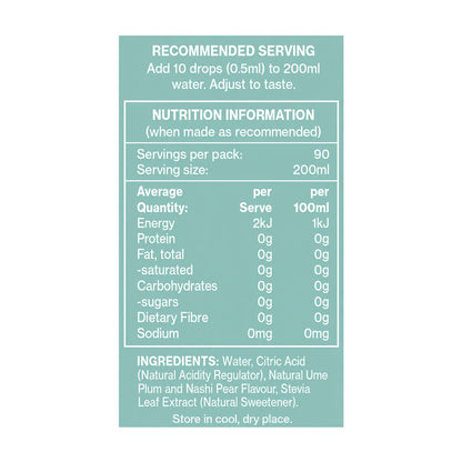 Vital Zing Ume Plum and Nashi Pear Water Drops Flavour Enhancer 45ml Nutrition Information and Ingredients