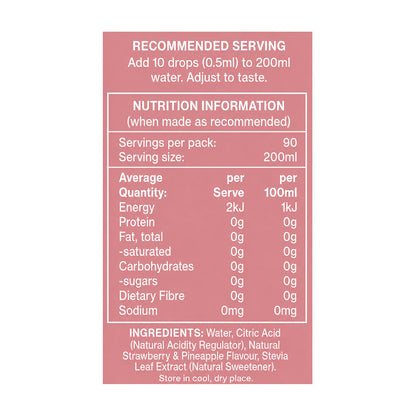 Vital Zing Strawberry Pineapple Water Drops Flavour Enhancer 45ml Nutrition Information and Ingredients