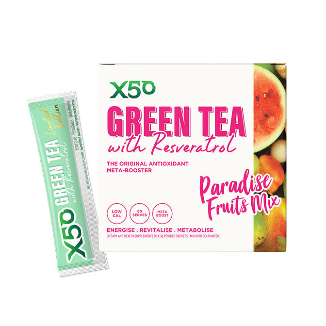 X50 Green Tea with Resveratrol 60 Serves Paradise Fruits Mix Flavour