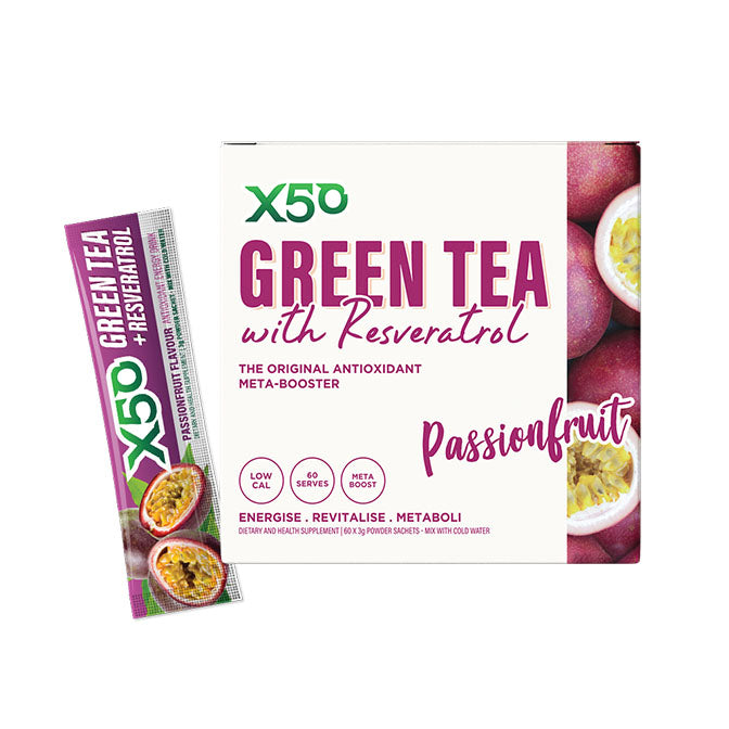 X50 Green Tea with Resveratrol 60 Serves Passionfruit Flavour