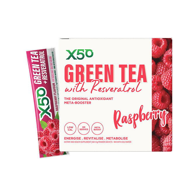 X50 Green Tea with Resveratrol 60 Serves Raspberry Flavour