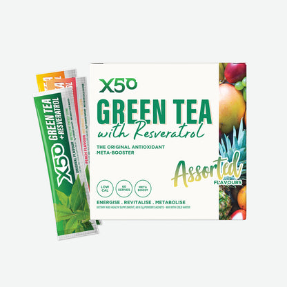 X50 Green Tea with Resveratrol 60 Serves Assorted Flavours - Hero