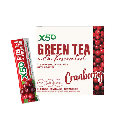 X50 Green Tea with Resveratrol 60 Serves Cranberry Flavour