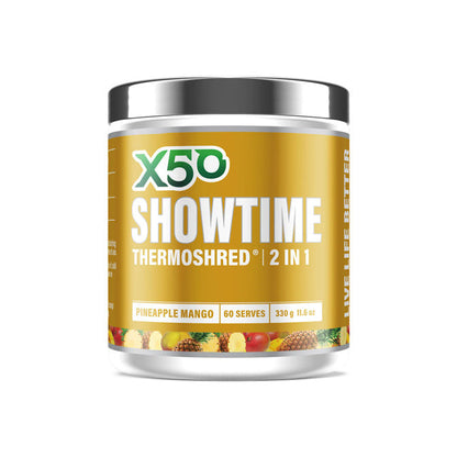X50 Showtime Thermoshred 60 Serves 330g Pineapple Mango Flavour