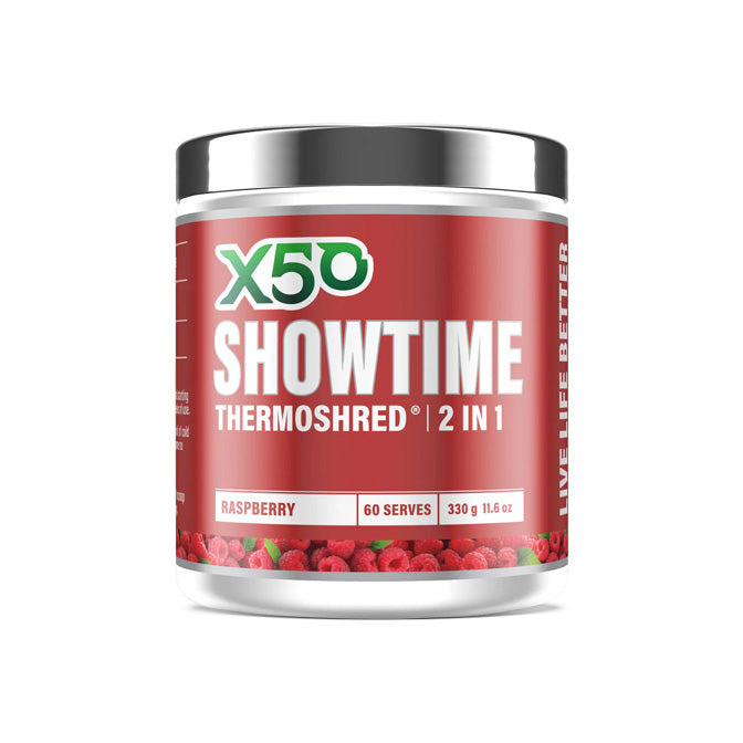 X50 Showtime Thermoshred 60 Serves 330g Raspberry Flavour