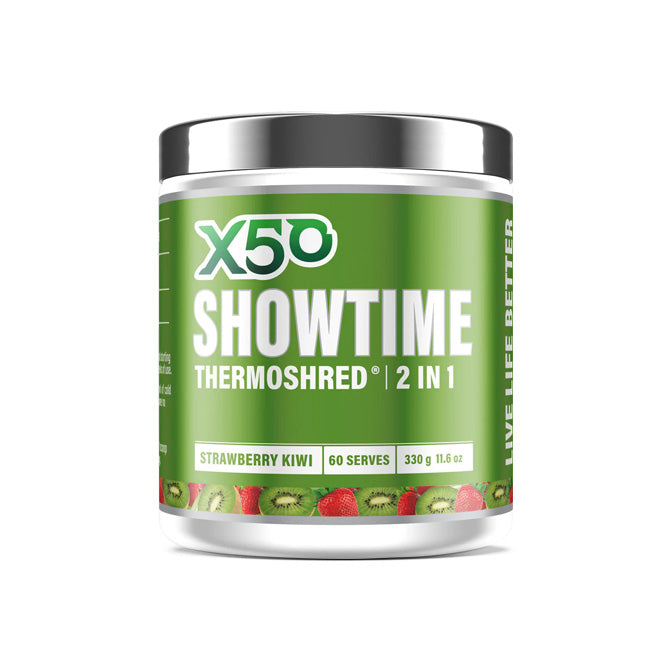 X50 Showtime Thermoshred 60 Serves 330g Strawberry Kiwi Flavour