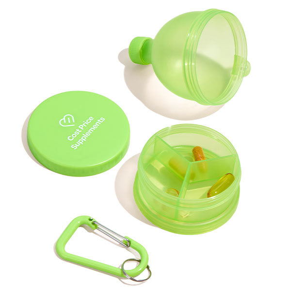 Cost Price Supplements Open Green Powder Funnel and Pill Storage
